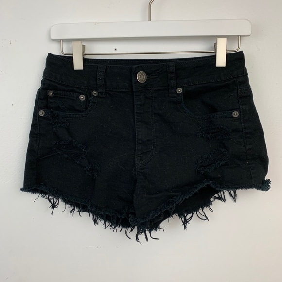 American Eagle Outfitters Pants - AEO black distressed hi rise festival shorts